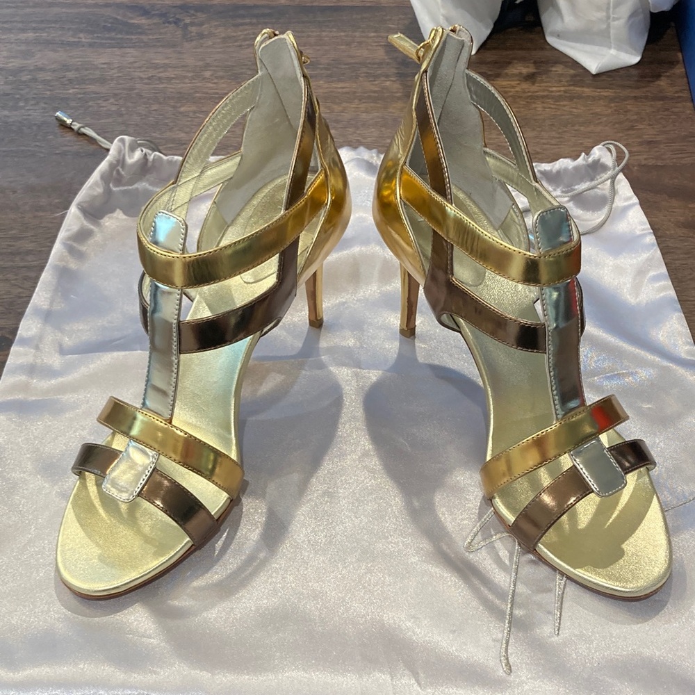 Vero Cuoio Gold and Bronze Strappy Heels
